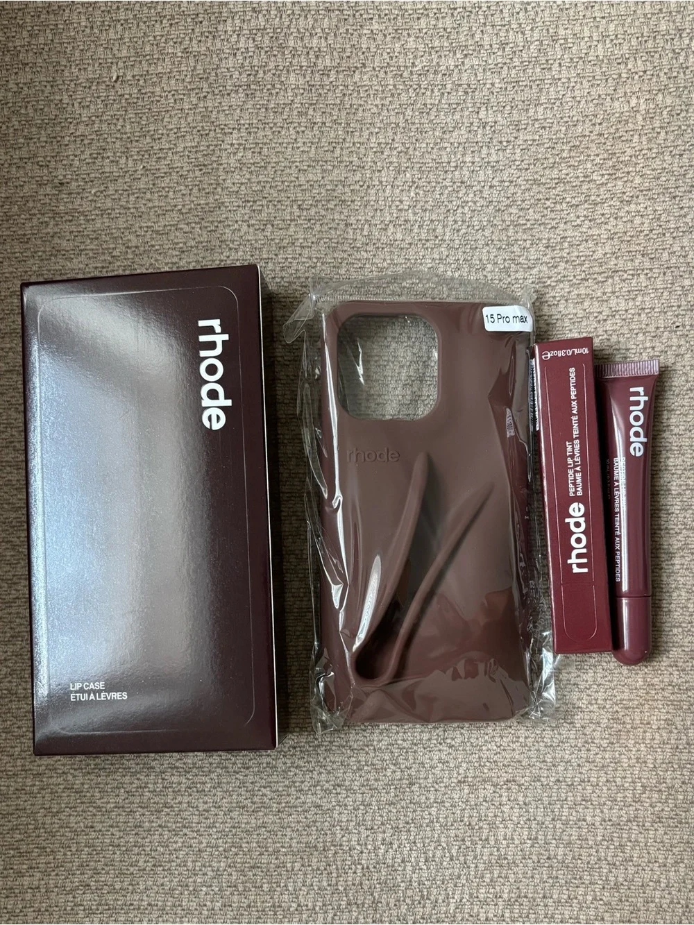 Rhode Lip Case iPhone 15 Pro Max Espresso Bundle+Peptide Lip Treatment  PBJ NEW